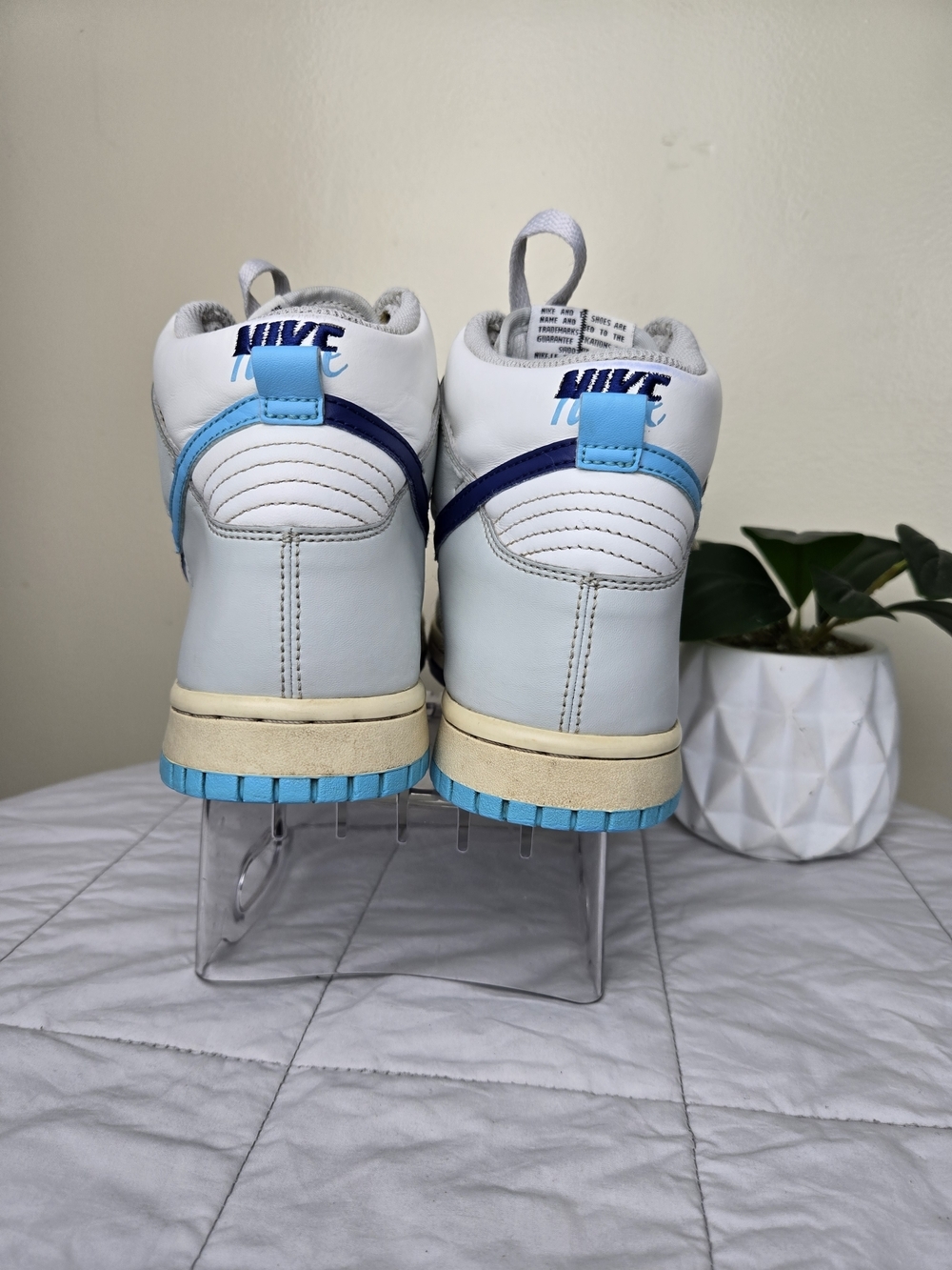 Nike Dunk High Retro Big Boys Shoes Sneakers Size 7Y Grey/white/blue - Picture 4 of 10
